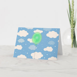Carte Joli ballon vert et ciel joyeux d'anniversaire