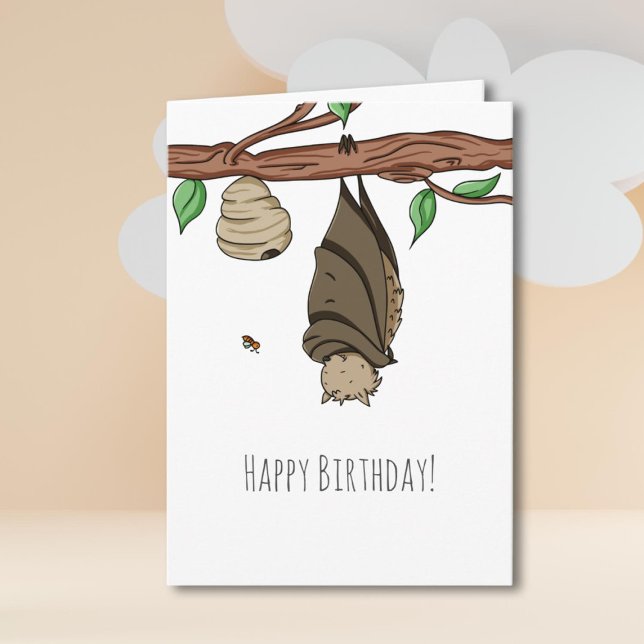 Carte Joli Bat Dormir Joyeux Anniversaire Illustré (Créateur téléchargé)