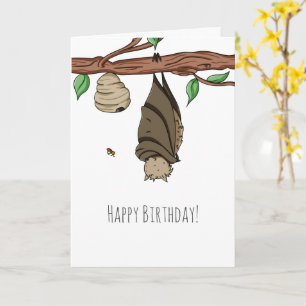 Carte Joli Bat Dormir Joyeux Anniversaire Illustré