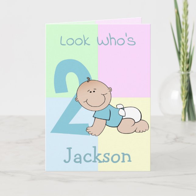 Carte Joli bébé dessin animé - 2e anniversaire (Devant)