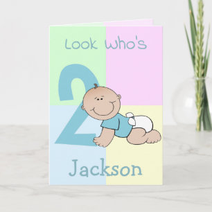 Carte Joli bébé dessin animé - 2e anniversaire