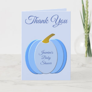 Carte Joli bébé garçon bleu citrouille personnalisée Bab