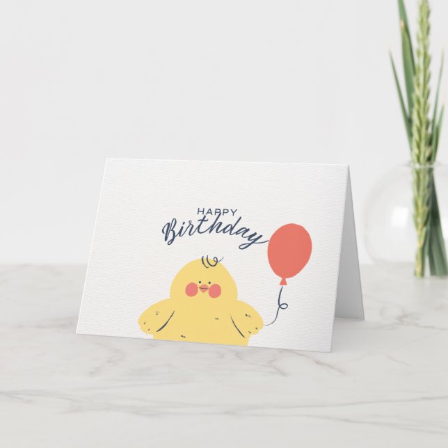 Carte Joli bébé poussin joyeux anniversaire (Devant)