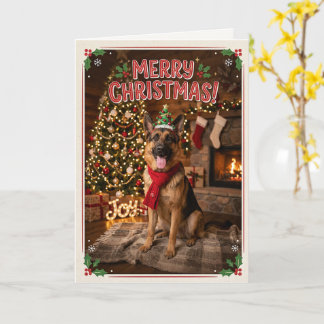 Carte Joli Berger Allemand Noël Amoureux des Chiens