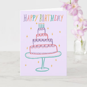 Carte Joli bijou d'anniversaire coloré Croquis Doodle