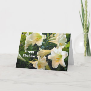 Carte Joli blanc Pâques Lys Floral Photo Anniversaire