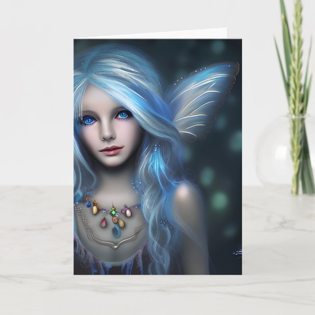 Carte Joli Blue Eyed Fairy Mystical Art (Devant)