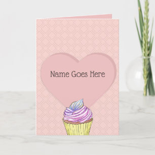 Carte Joli Blush Rose amour Coeur doux Traitements Cupca