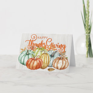 Carte Joli Bon thanksgiving Citrouille d'automne coloré