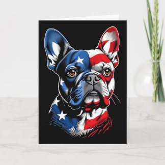 Carte Joli Bouledogue Français Drôle de Chien Drapeau Am