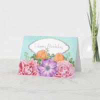 Joli Bouquet Aquarelle Fleurs Joyeux Anniversaire
