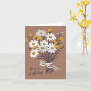 Carte Joli Bouquet Daisy CUSTOM Dessin Joyeux Anniversai