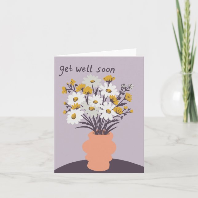 Carte Joli Bouquet Daisy CUSTOM Se Bien Bientôt (Devant)