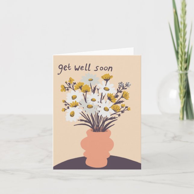 Carte Joli Bouquet Daisy CUSTOM Se Bien Bientôt (Devant)