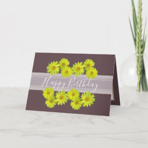 Carte Joli Bouquet Floral Daisy Fleur Brown Anniversaire