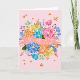 Carte Joli bouquet floral fête des mères Salutation