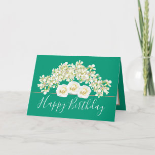 Carte Joli Bouquet Floral Fleur Orchidée Blanche Anniver