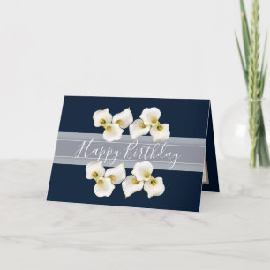 Carte Joli bouquet floral Lilies Flower Navy Anniversair