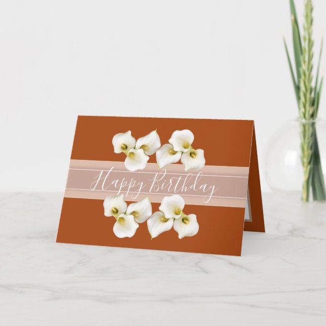 Carte Joli Bouquet Floral Lily Fleur Orange Anniversaire (Devant)