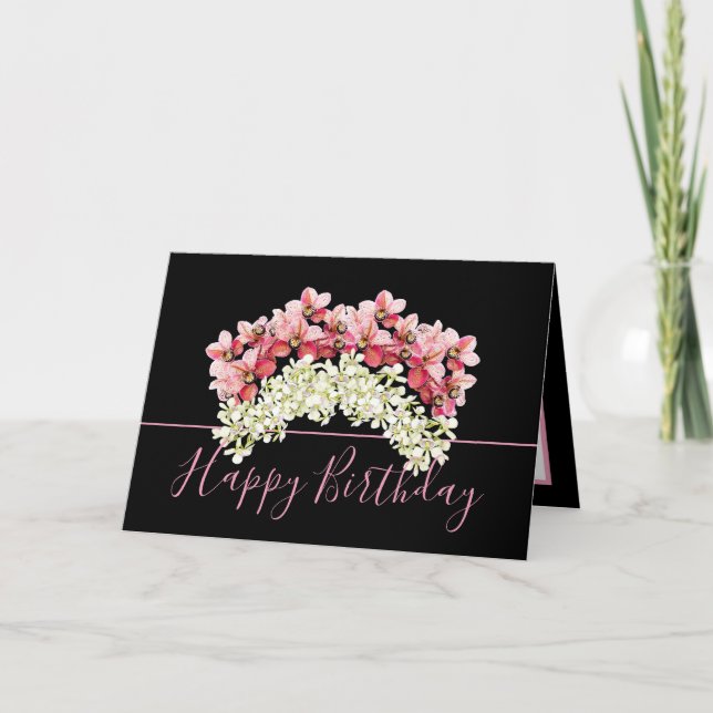Carte Joli Bouquet Floral Orchidée Couronne Fleur Annive (Devant)
