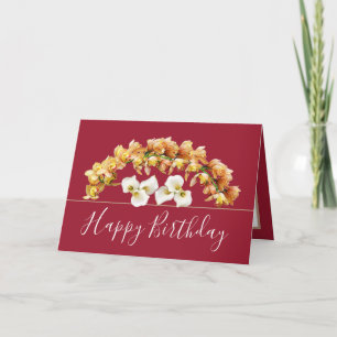 Carte Joli Bouquet Floral Orchidée Lily Fleurs Anniversa
