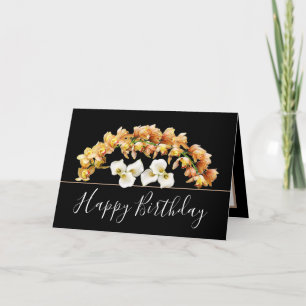 Carte Joli Bouquet Floral Orchidée Lily Fleurs Anniversa