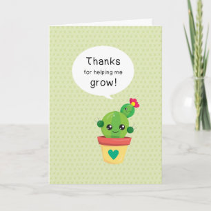 Carte Joli Cactus Drôle Merci de m'avoir aidé à grandir