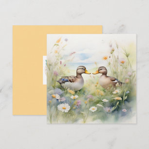 Carte Joli canard à l'aquarelle bec à bec vide