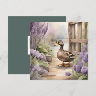 Carte Joli canard aquarelle et couverture lavande vierge