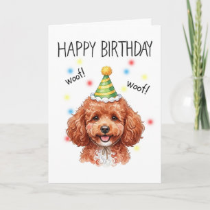 Carte Joli Caniche Jouet Rouge Doodle Facile Anniversair