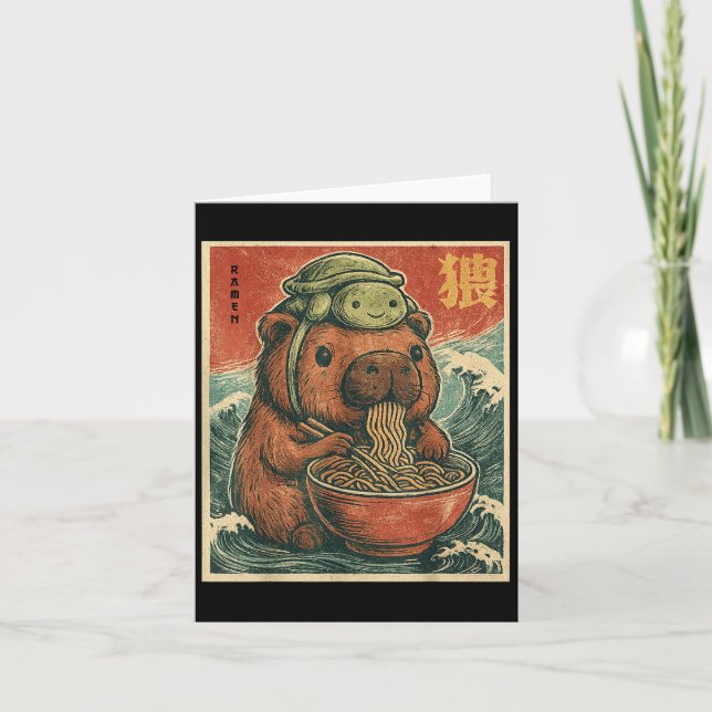 Carte Joli Capybara Et Tortue Sac À Dos Ramen Kawaii Cas (Devant)