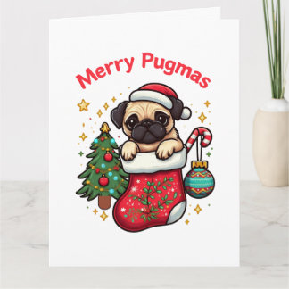 Carte Joli Carlin de Noël "Joyeux Pugmas"