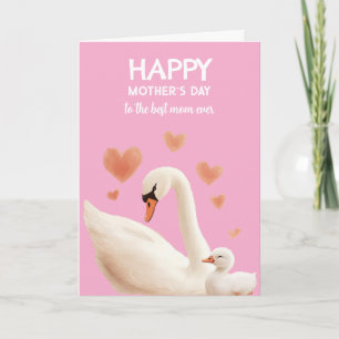 Carte Joli Cartoon d'Animal de Cygne Bonne Fête des Mère