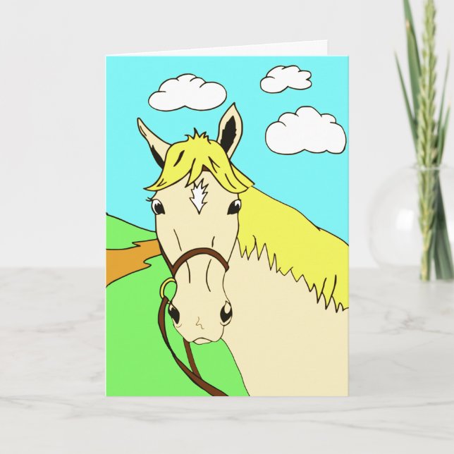 Carte Joli Cartoon Pony Anniversaire (Devant)