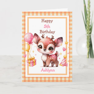 Carte Joli Cerf de la Forêt pour Anniversaire de Filles