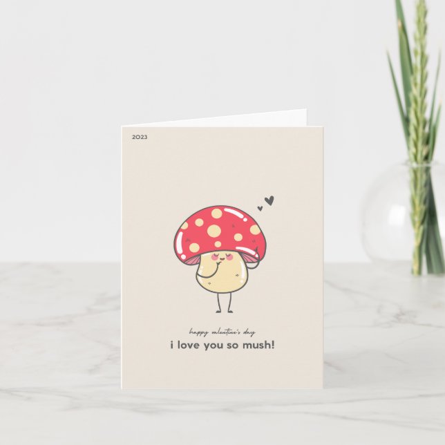 Carte joli champignon je t'aime tellement ! (Devant)