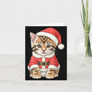 Carte Joli chat Bengal de Noël en Père Noël 
