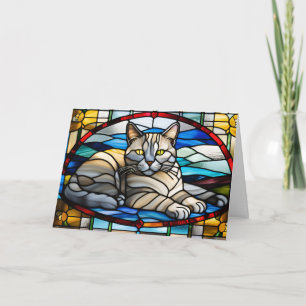 Carte Joli Chat Chartreux Vitrail