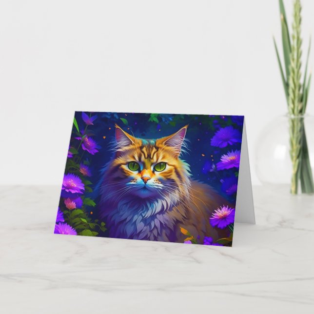 Carte Joli Chat Chaton | Pensant à Toi (Devant)