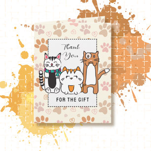 Carte Joli Chat Dessin Animé Citation Drôle Merci