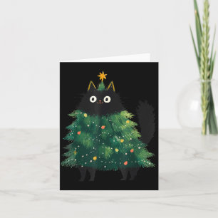 Carte Joli Chat Noir Arbre de Noël Drôle Amateur de Chat