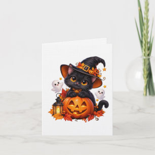 Carte Joli Chat Noir Halloween Citrouille – K drôle