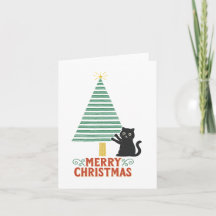 Joli chat noir Joyeux Noël Arbre de Noël