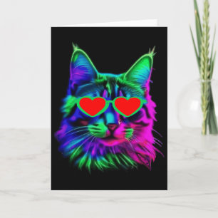 Carte Joli Chat Saint-Valentin Lunettes de soleil Cœur C