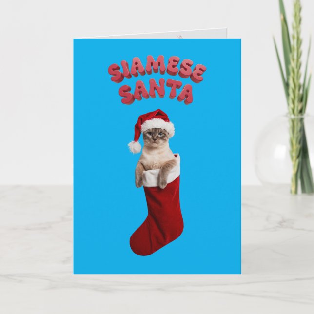 Carte Joli chat siamois Noël vacances (Devant)