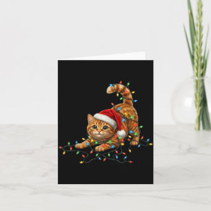 Carte Joli chat tabby Noël lumières drôles de Noël chat