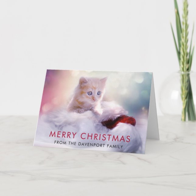 Carte Joli chaton de Noël pour les fêtes (Devant)