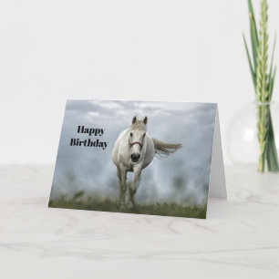 Carte Joli Cheval Blanc Nuage Photo Anniversaire