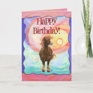 Carte Joli Cheval de Feu Joyeux Anniversaire