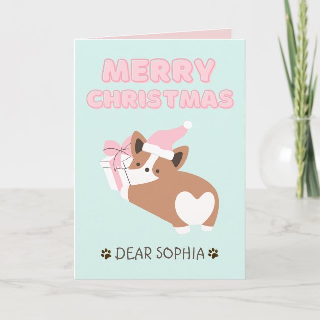 Carte Joli Chien avec un Chapeau&Cadeau Joyeux Noël Past (Devant)